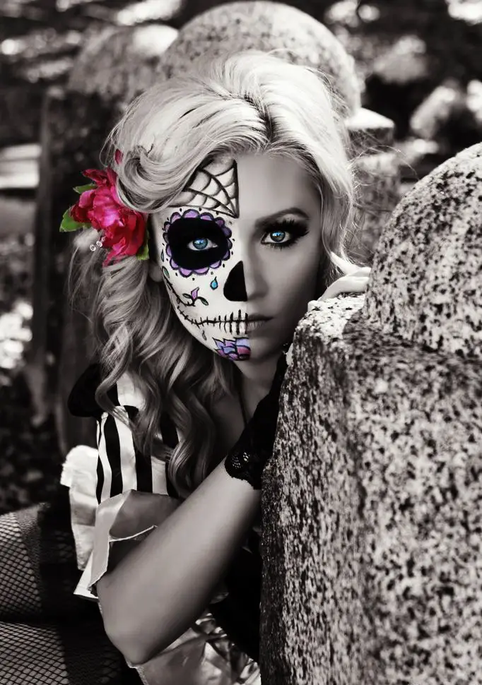 Girl with makeup for catrina halloween