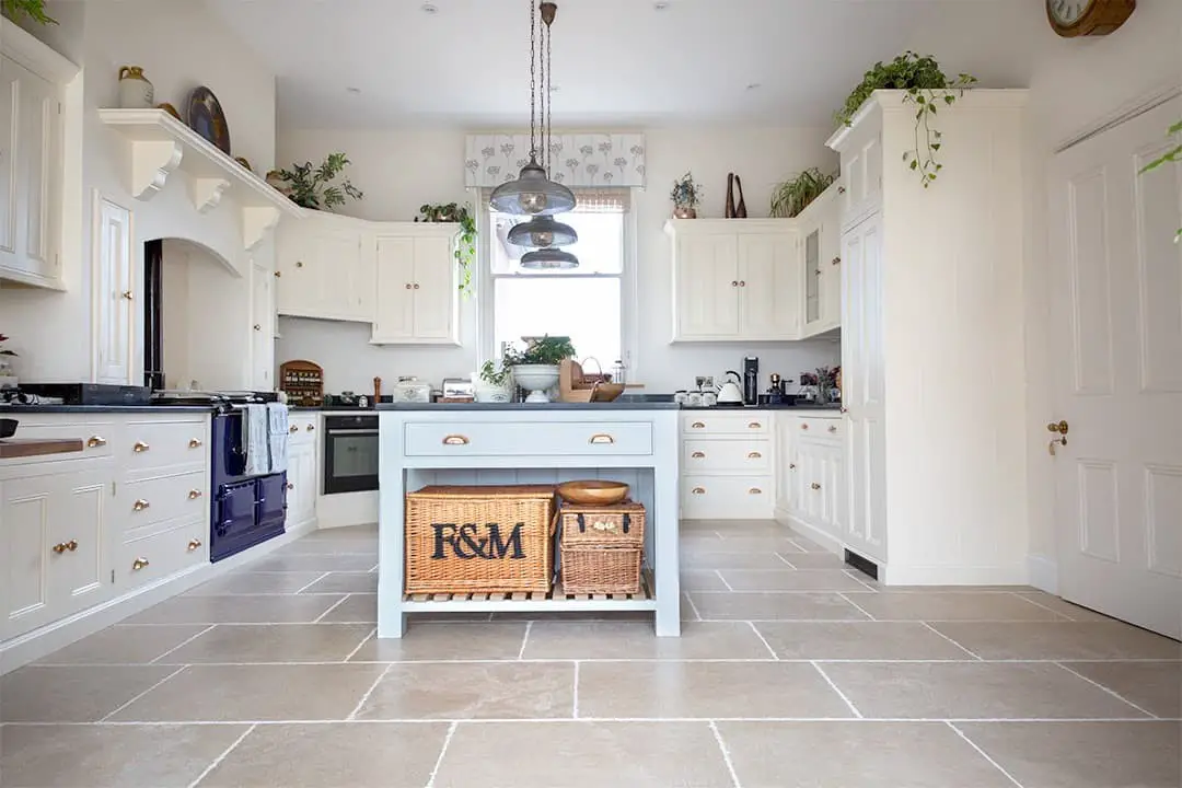 Beige kitchen floor tiles