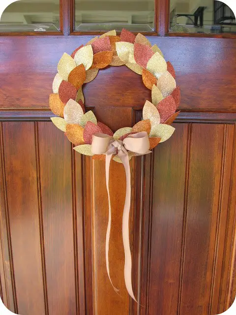 Sparkly Leaf Wreath DIY