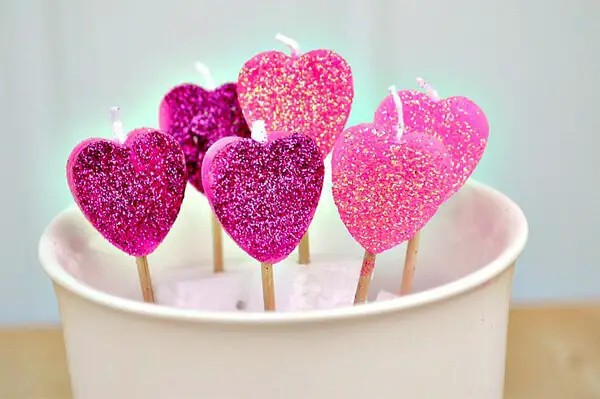 DIY heart-shaped candles