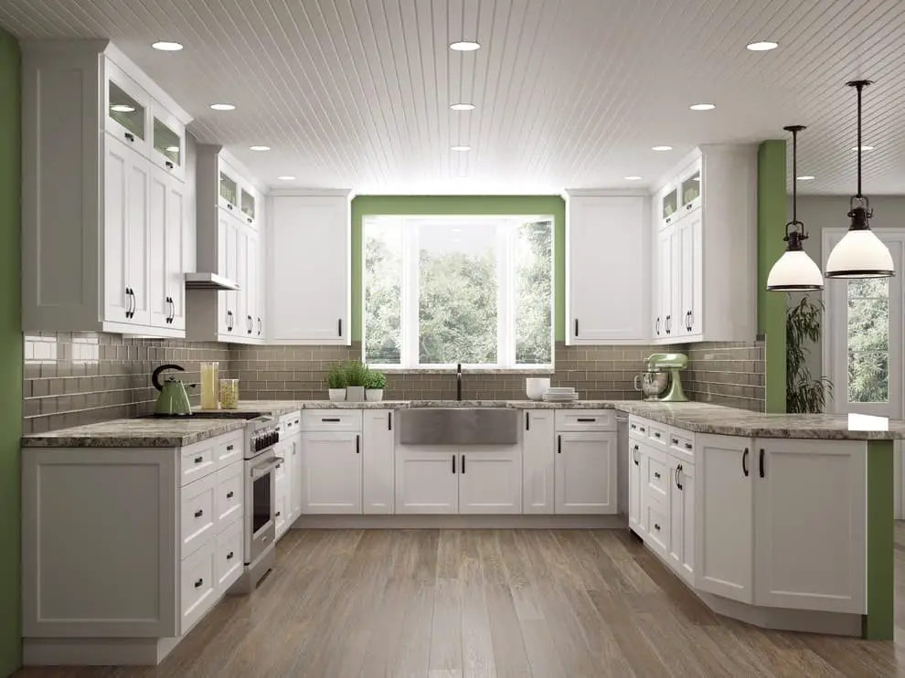 Green Appliances + White Cabinets.