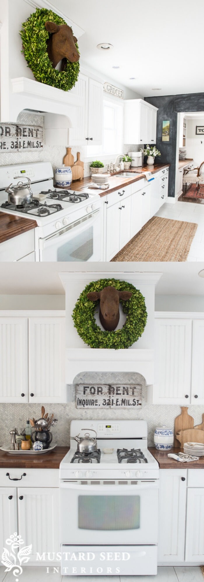 White cabinets with dark counters