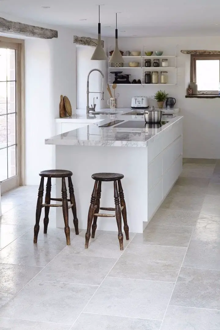 White kitchen floor tile