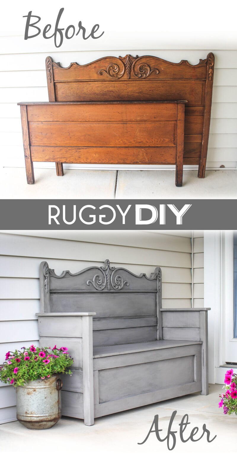 Repurposed Headboard Bench