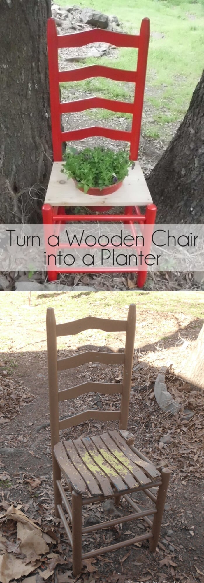 Turn a wooden chair into a planter