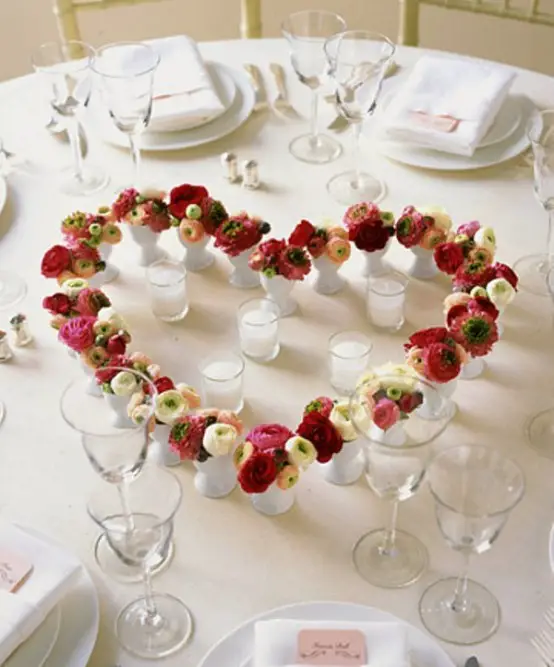 Heart Shape Table Decoration Idea