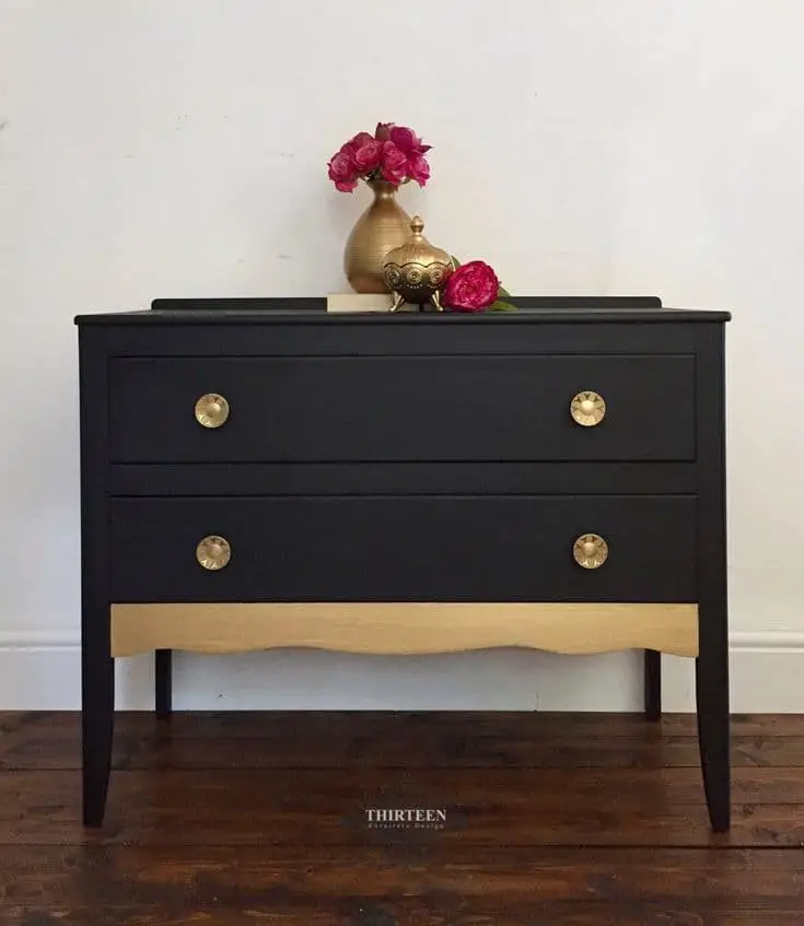 Gold Painted Dresser Makeover