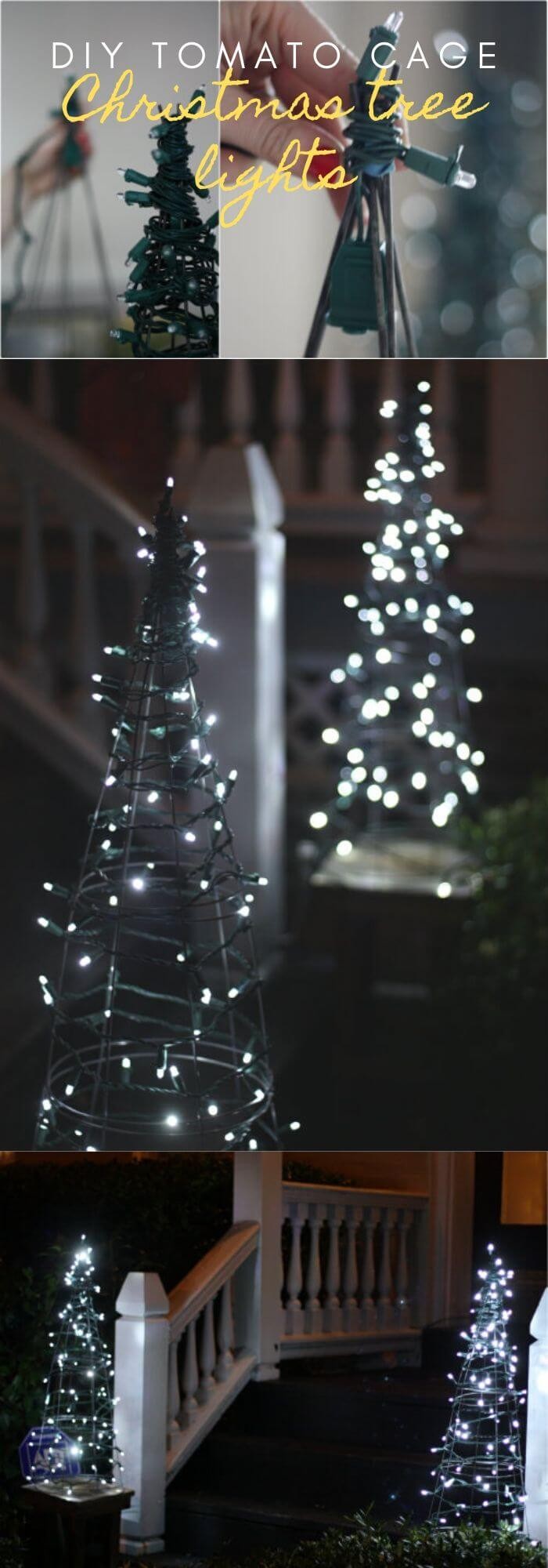 DIY Tomato Cage Christmas Tree Lights