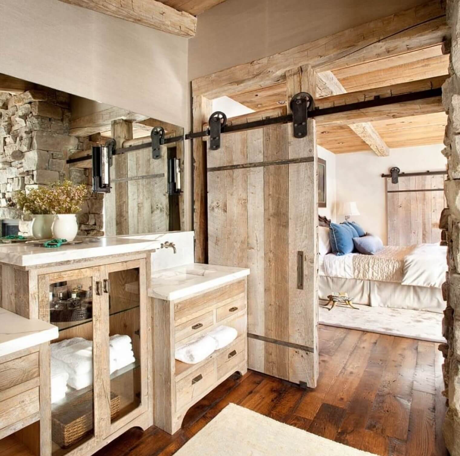 #4. Sliding barn door for the bathroom