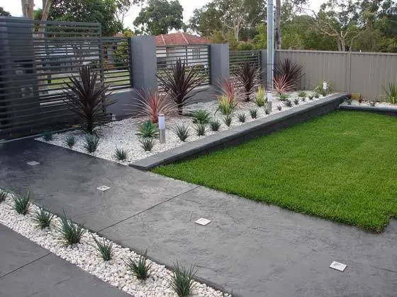 Xeriscape design with white gravel