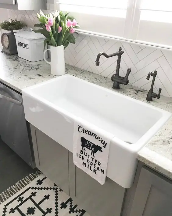 #25. White farmhouse sink