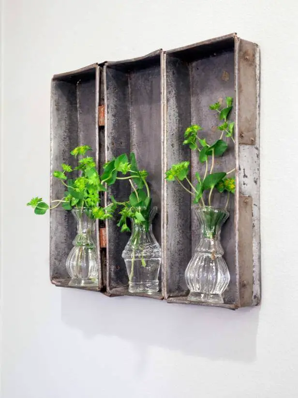 Old metal trays on the wall