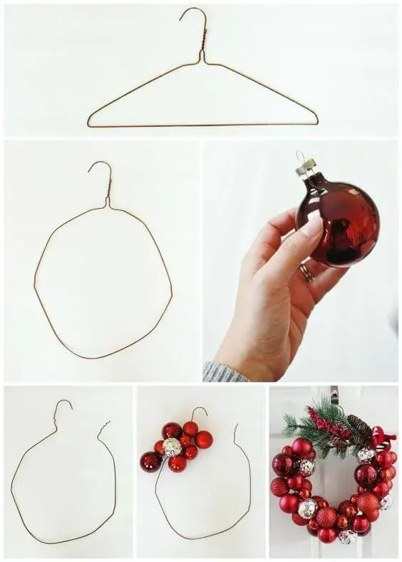 How to Make a Christmas Ornament Wreath With a Wire Hanger