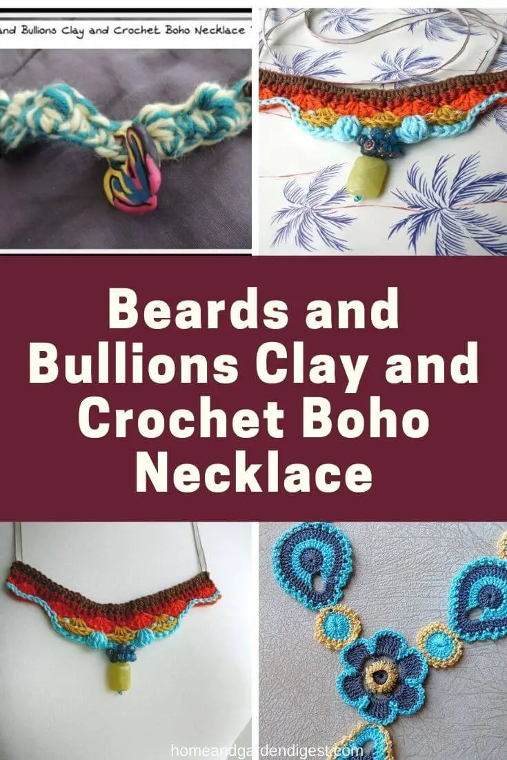 Beards and Bullions Clay and Crochet Boho Necklace