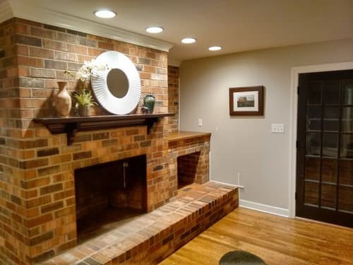 Mantel shelf ideas without fireplace.