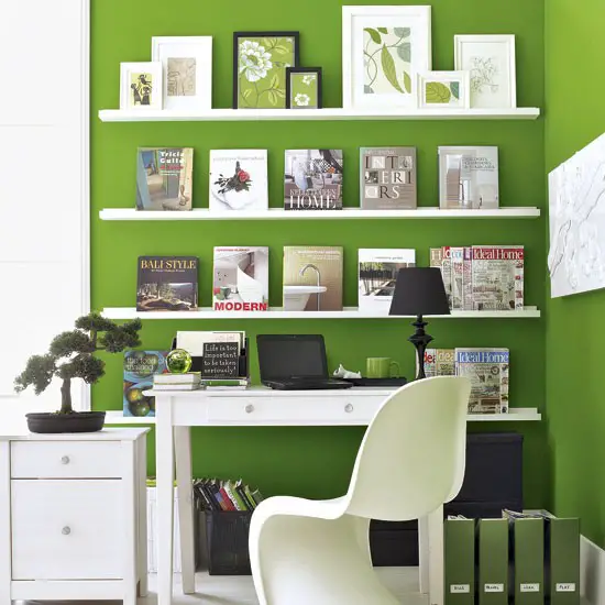 Green wall painting for home office