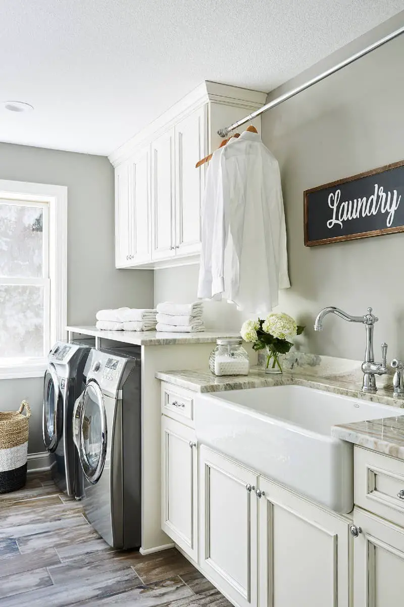 Farmhouse laundry room sink ideas.