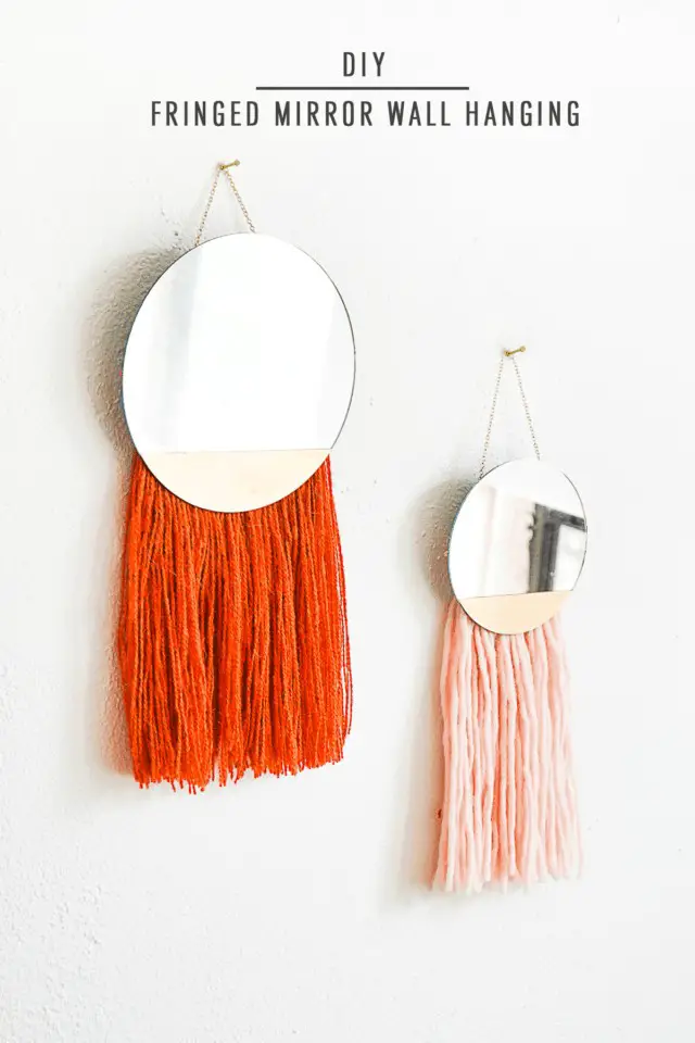 #7. DIY Fringed Mirror Hanging