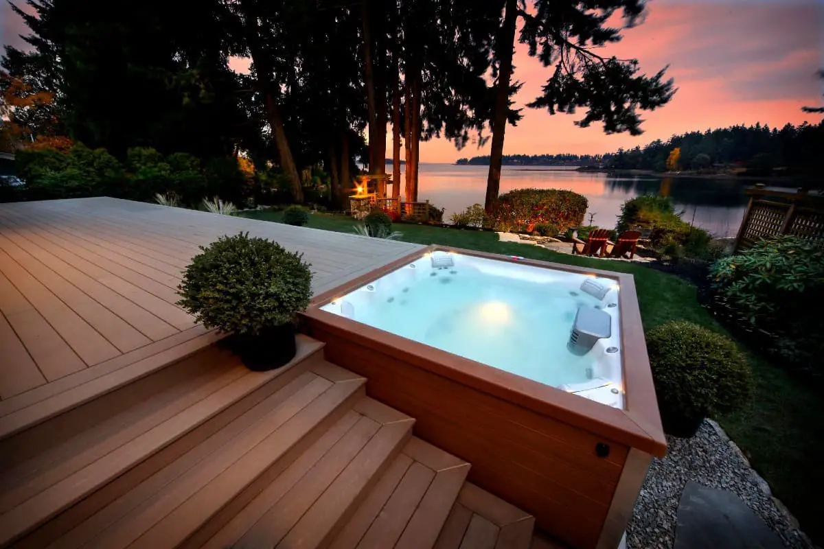 Modern jacuzzi on a deck