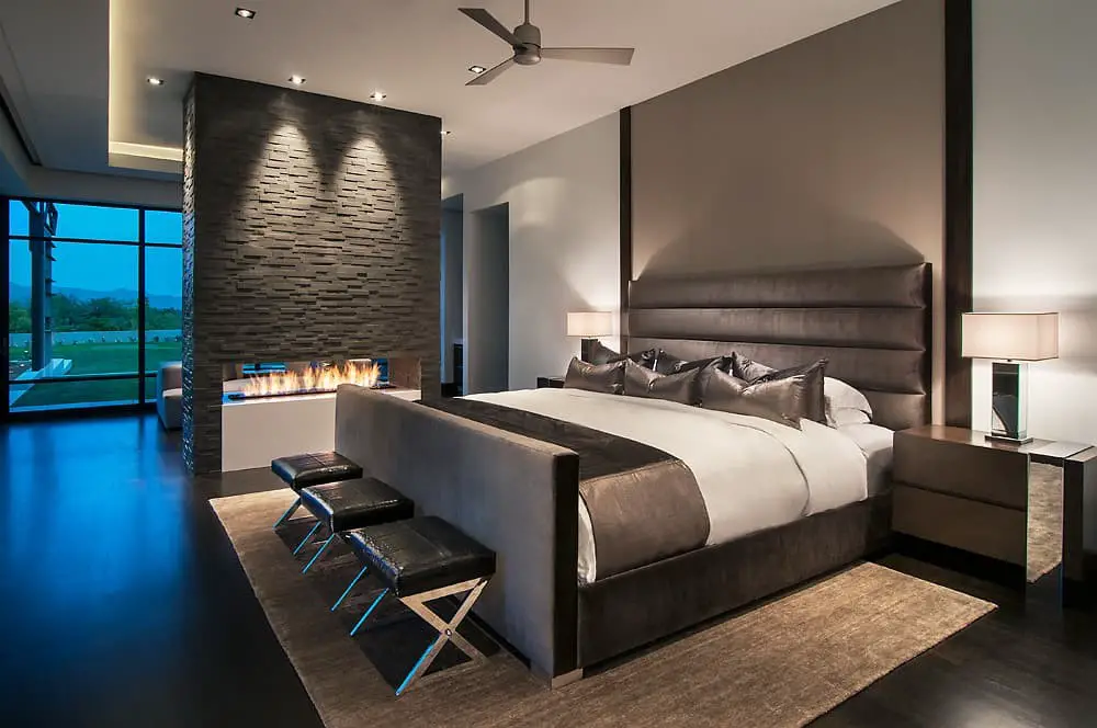 Modern bedroom fireplace ideas.