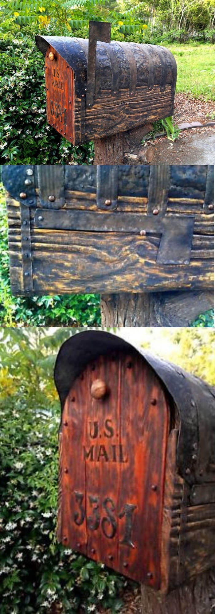 Rustic mailbox with cedar door