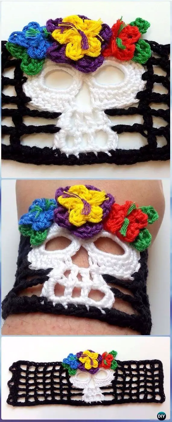 Crochet Dead Skull Bracelet