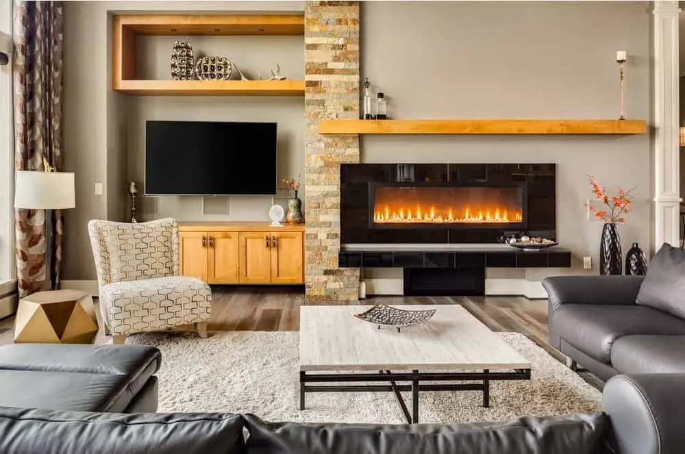 A fireplace with many spaces