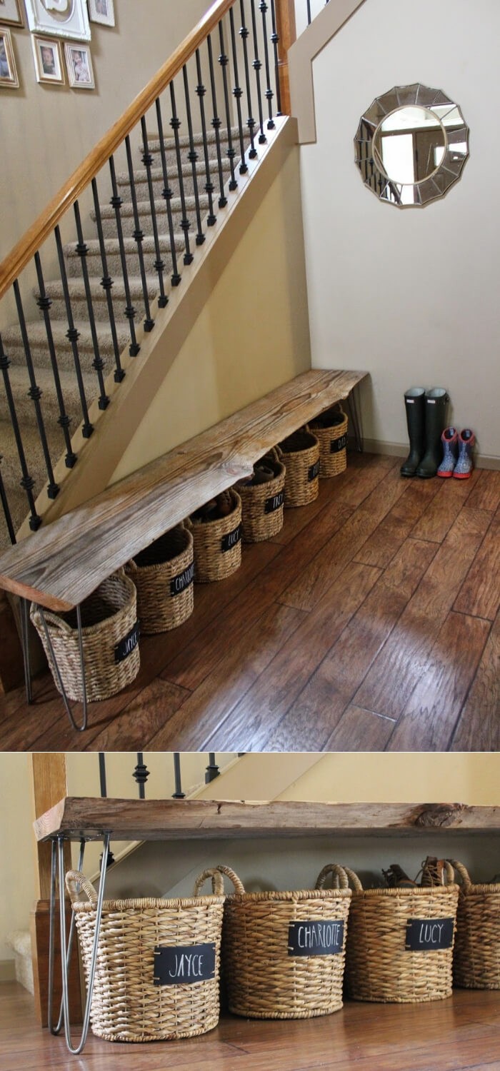 #11. Shoe Storage Under a Bench