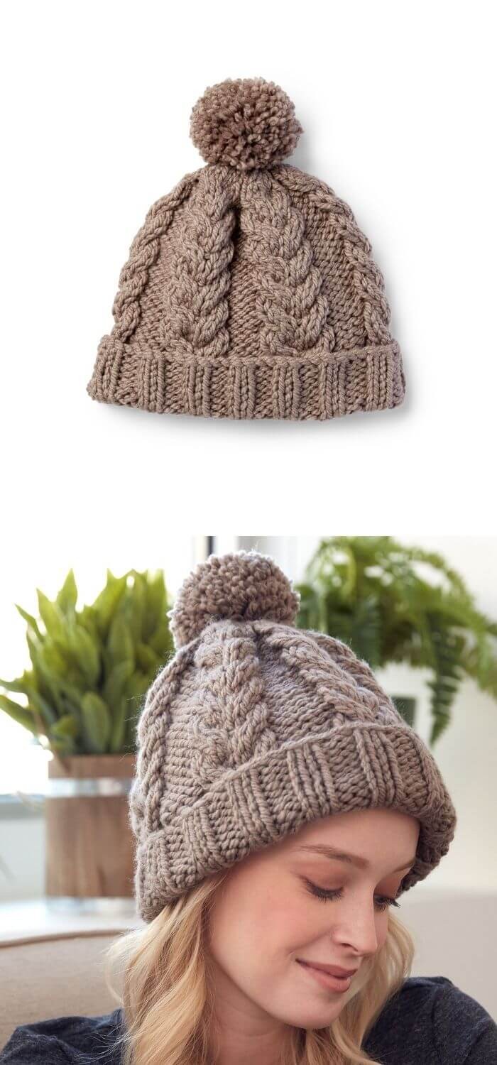 Blue cable knit hat pattern