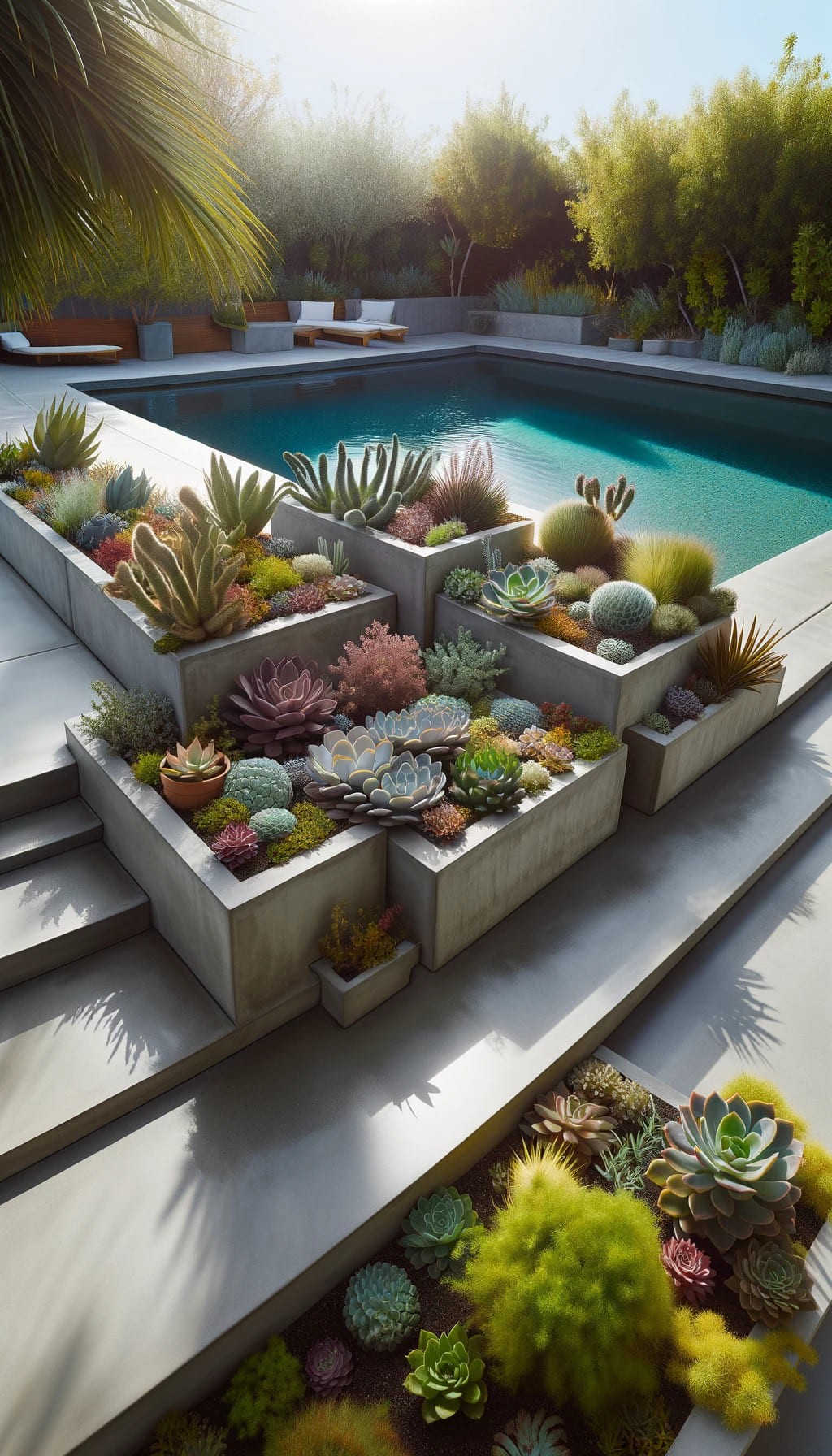 Pool Deck with Built-in Planters