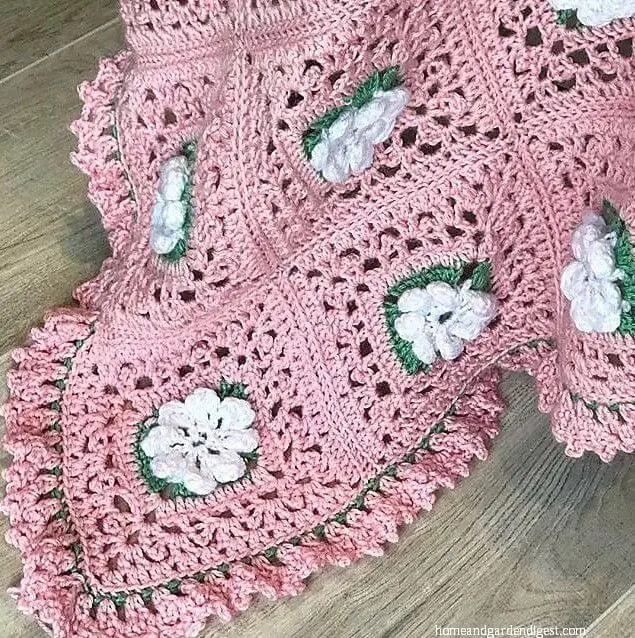 15 Crochet Flower Blanket Free Patterns