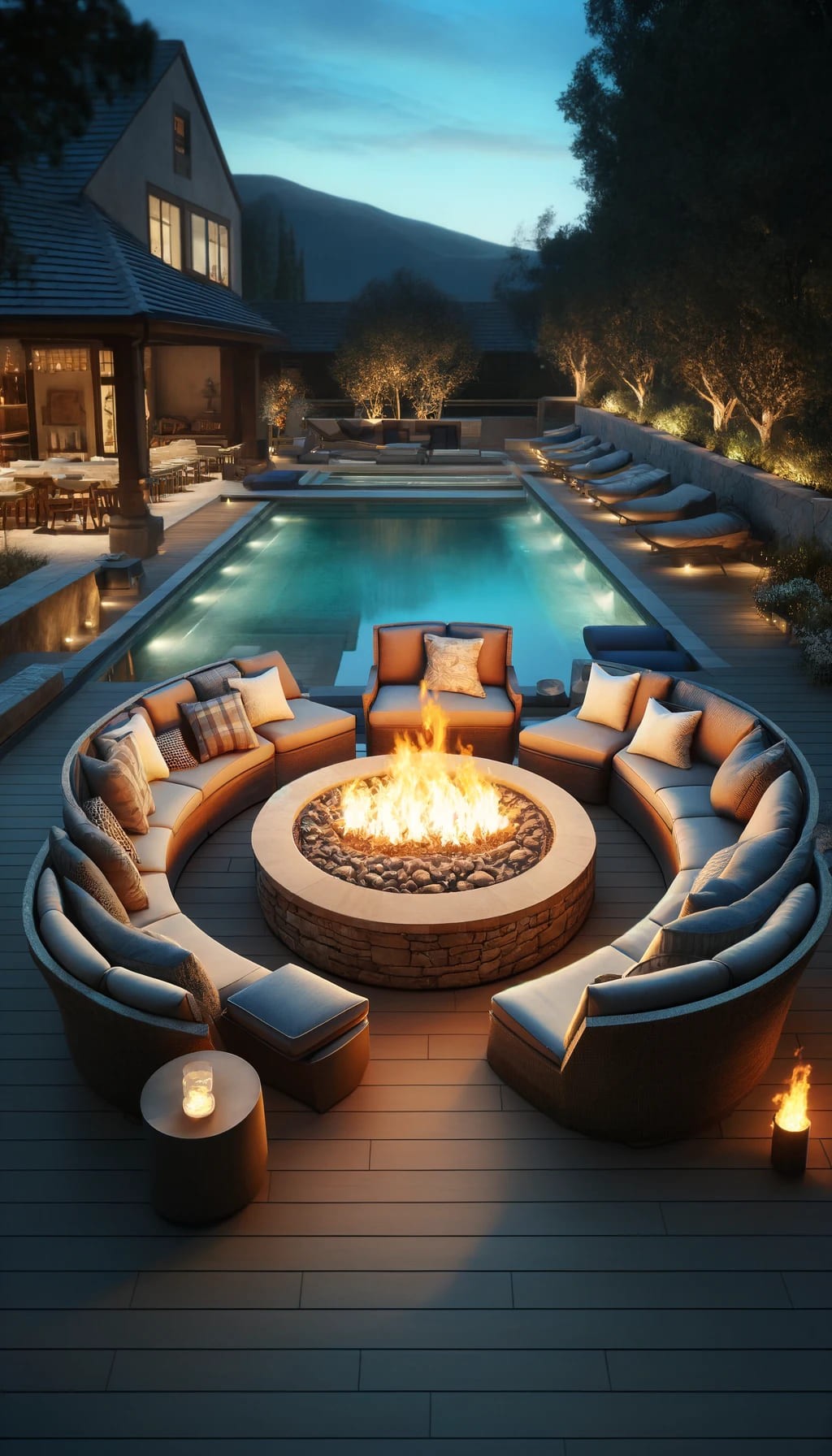 Pool Deck with Fire Pit