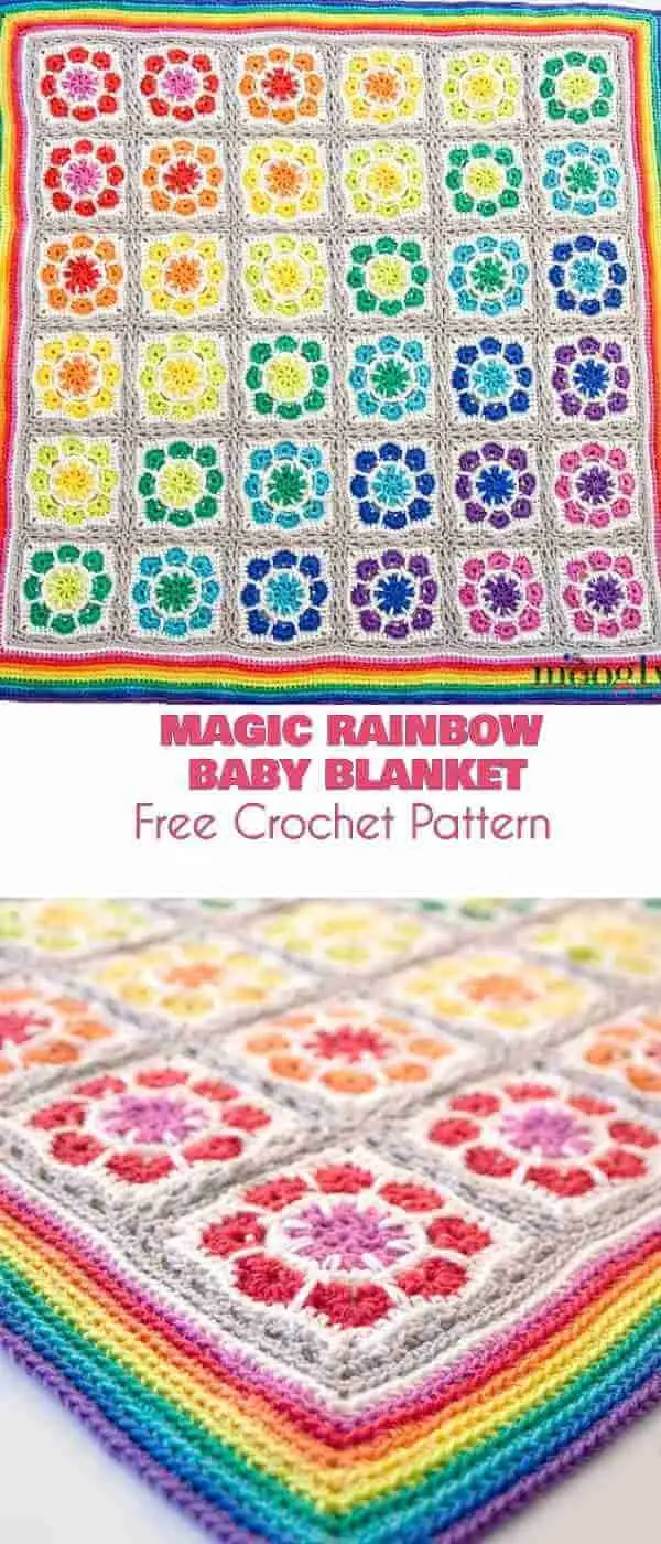 Magic Rainbow Baby Blanket Free Crochet Pattern