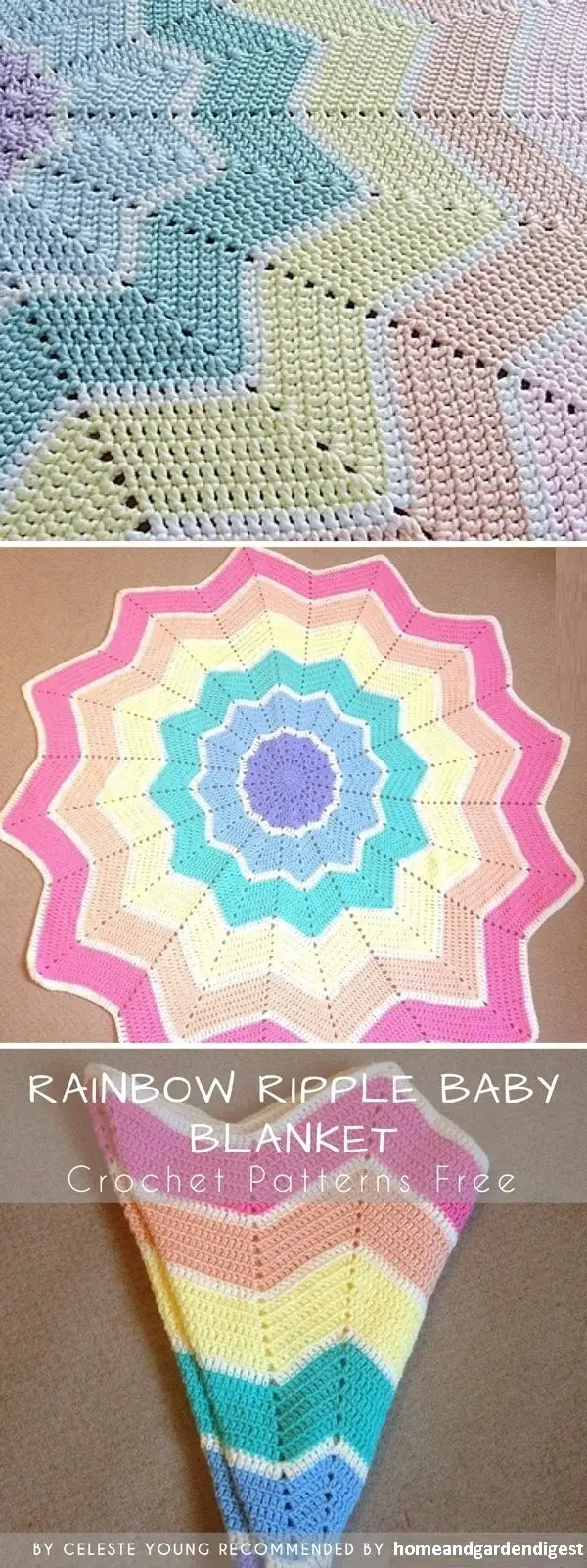 Crochet Rainbow Ripple Baby Blanket