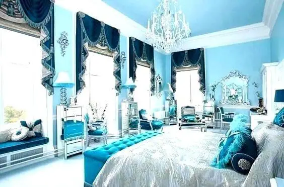 Teal and Royal Blue bedroom