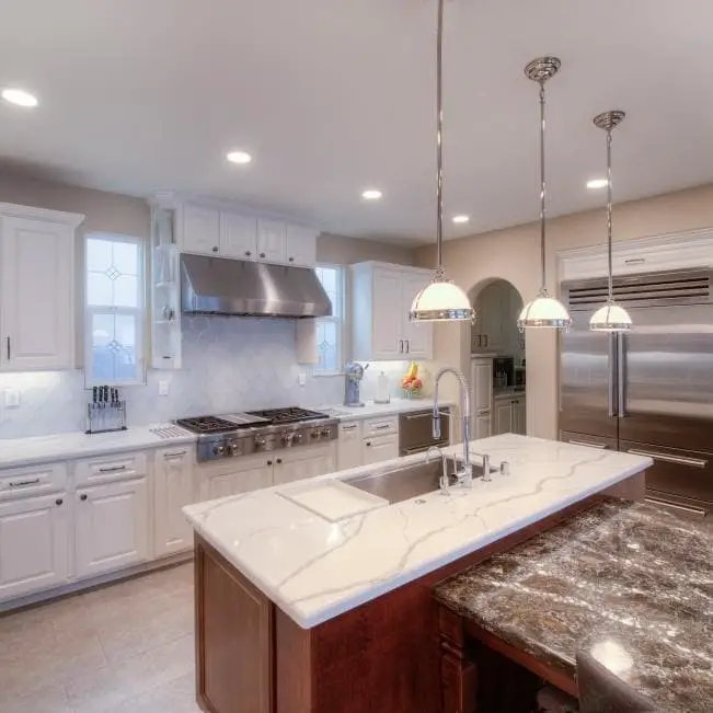 Marble White Kitchen Peninsula