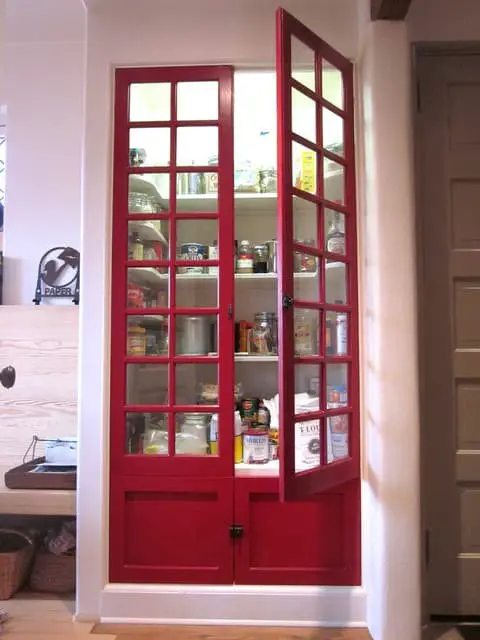 Kitchen ideas with glass pantry door.