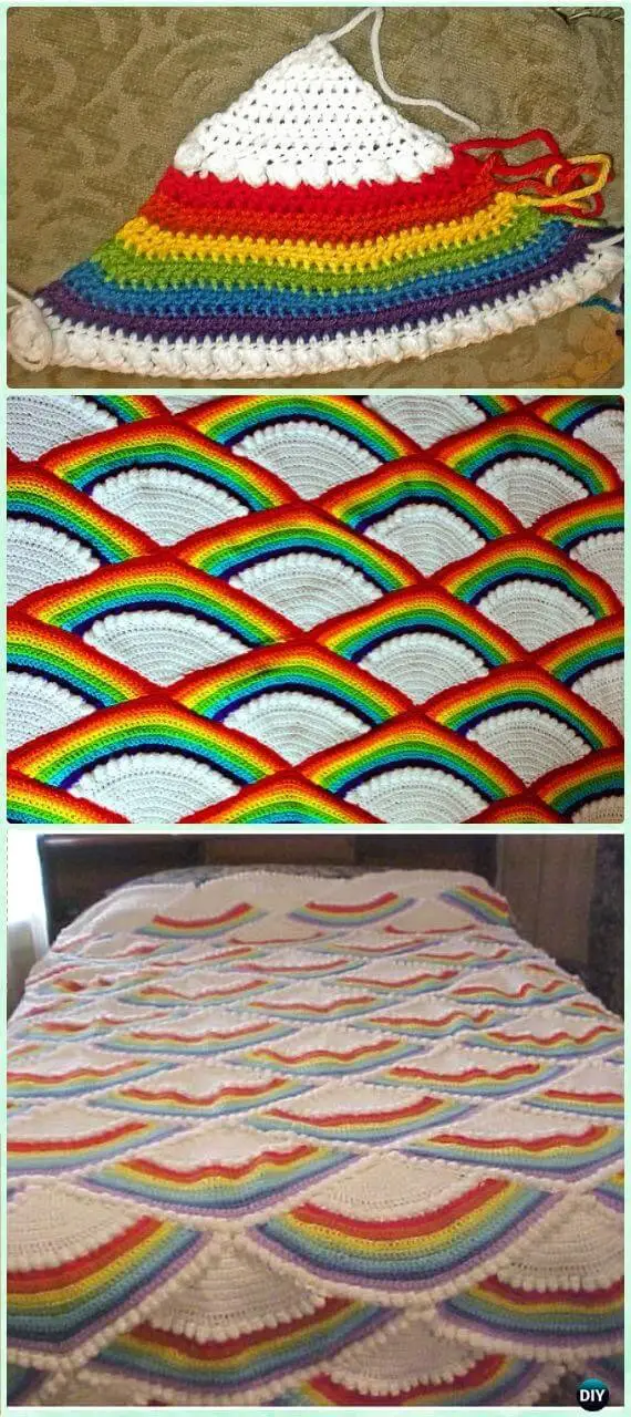 Crochet Afghan Rainbow Blanket Free Pattern