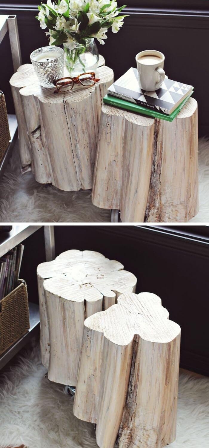 Tree stump side tables