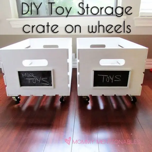 DIY Wood Crate Toy Storage Box on Casters