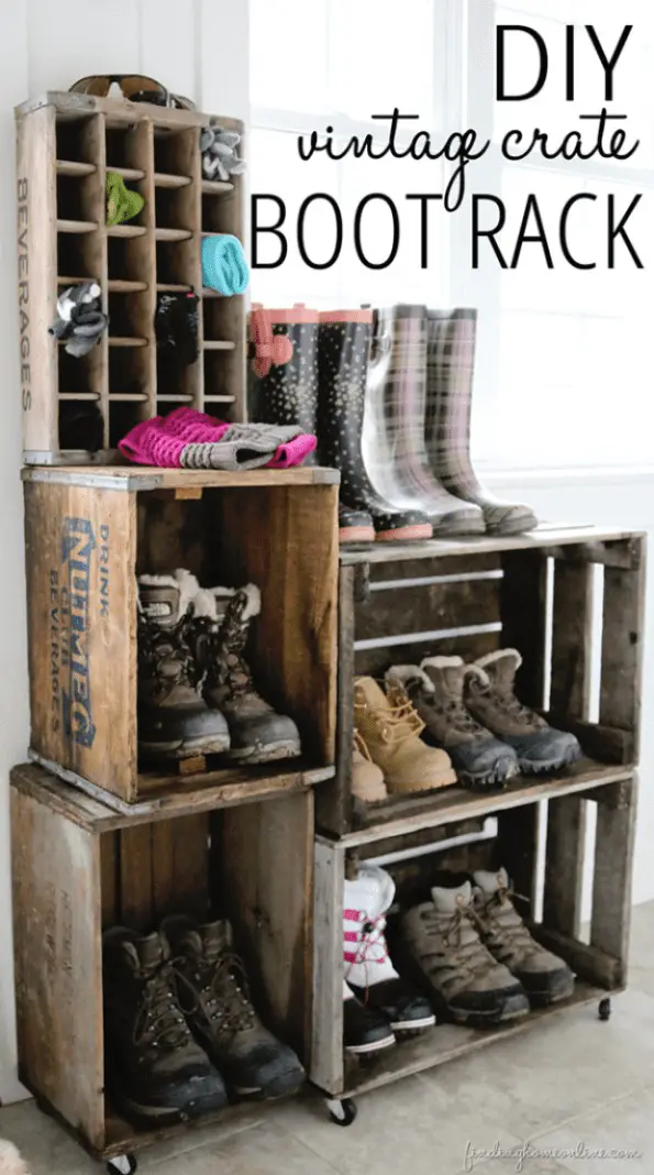 #24. Vintage Crate Boot Rack