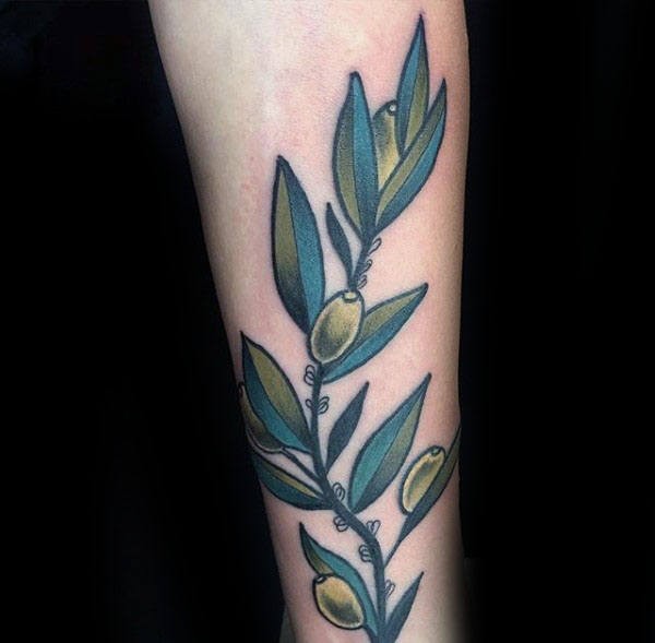 #5. The fore-arm olive branch tattoo.