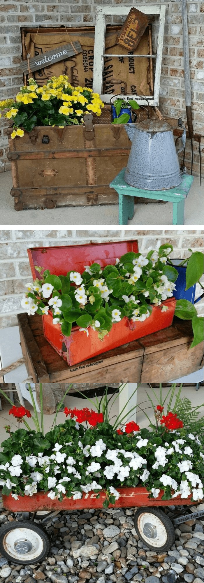 Vintage trunk flower (Repurposed Rustic Reused Reclaimed Stuff)