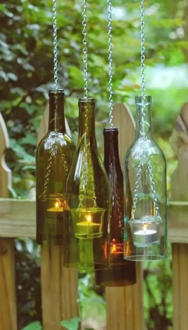 Wine bottle lantern