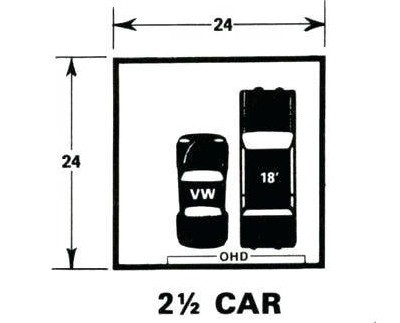 2 1/2 car garage dimensions