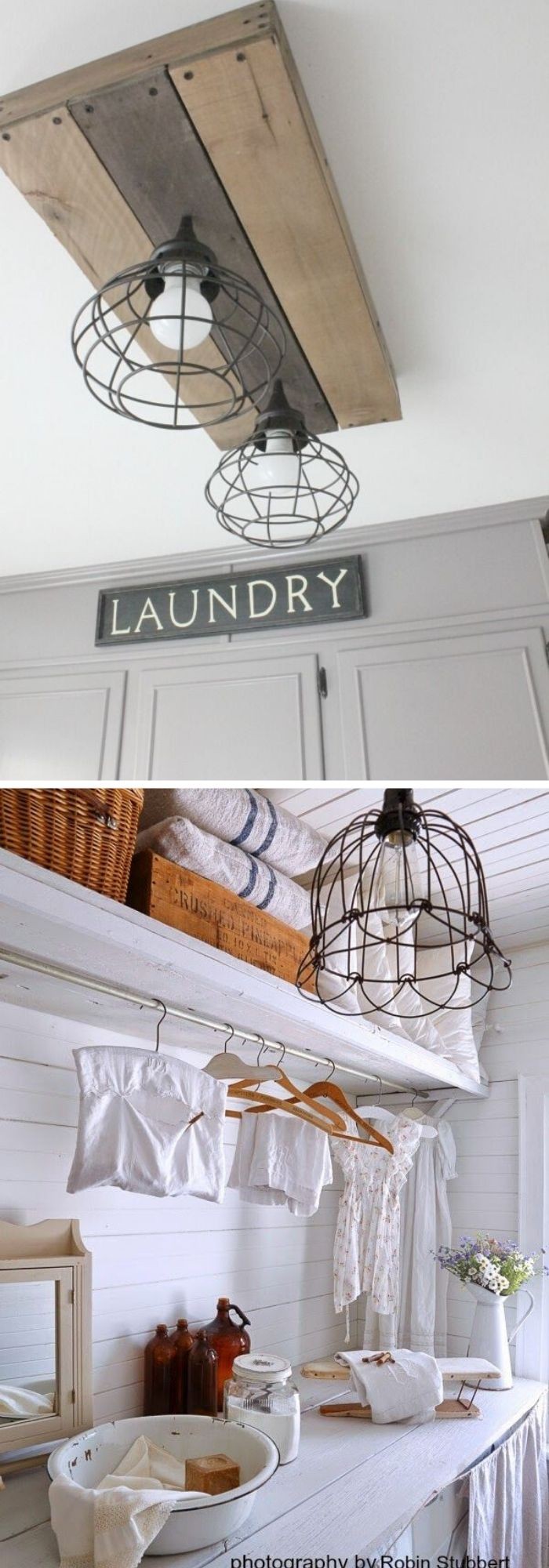 #4. Rustic laundry room lighting