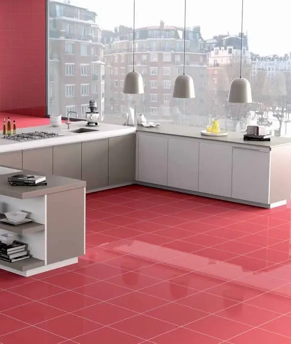 Red floor tiles for kitchen