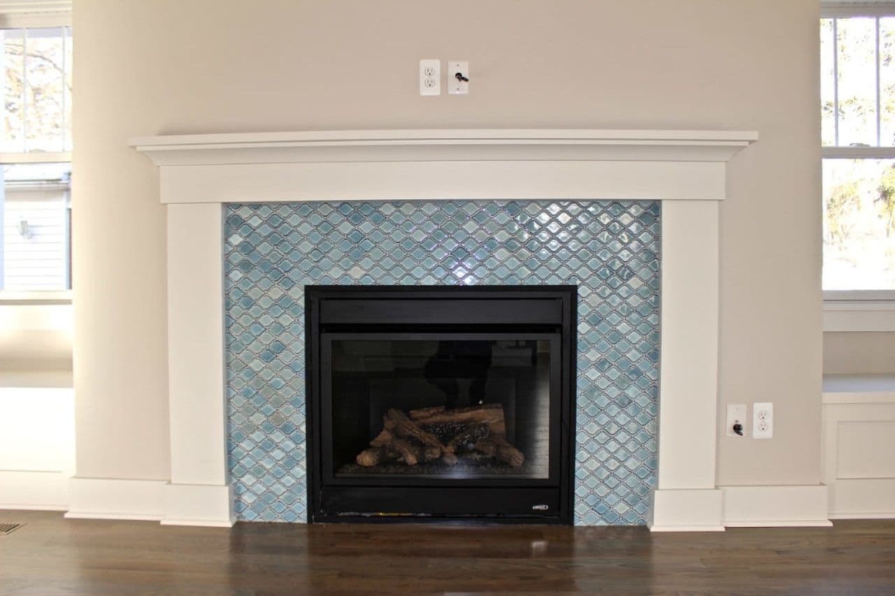 Arabesque tile fireplace