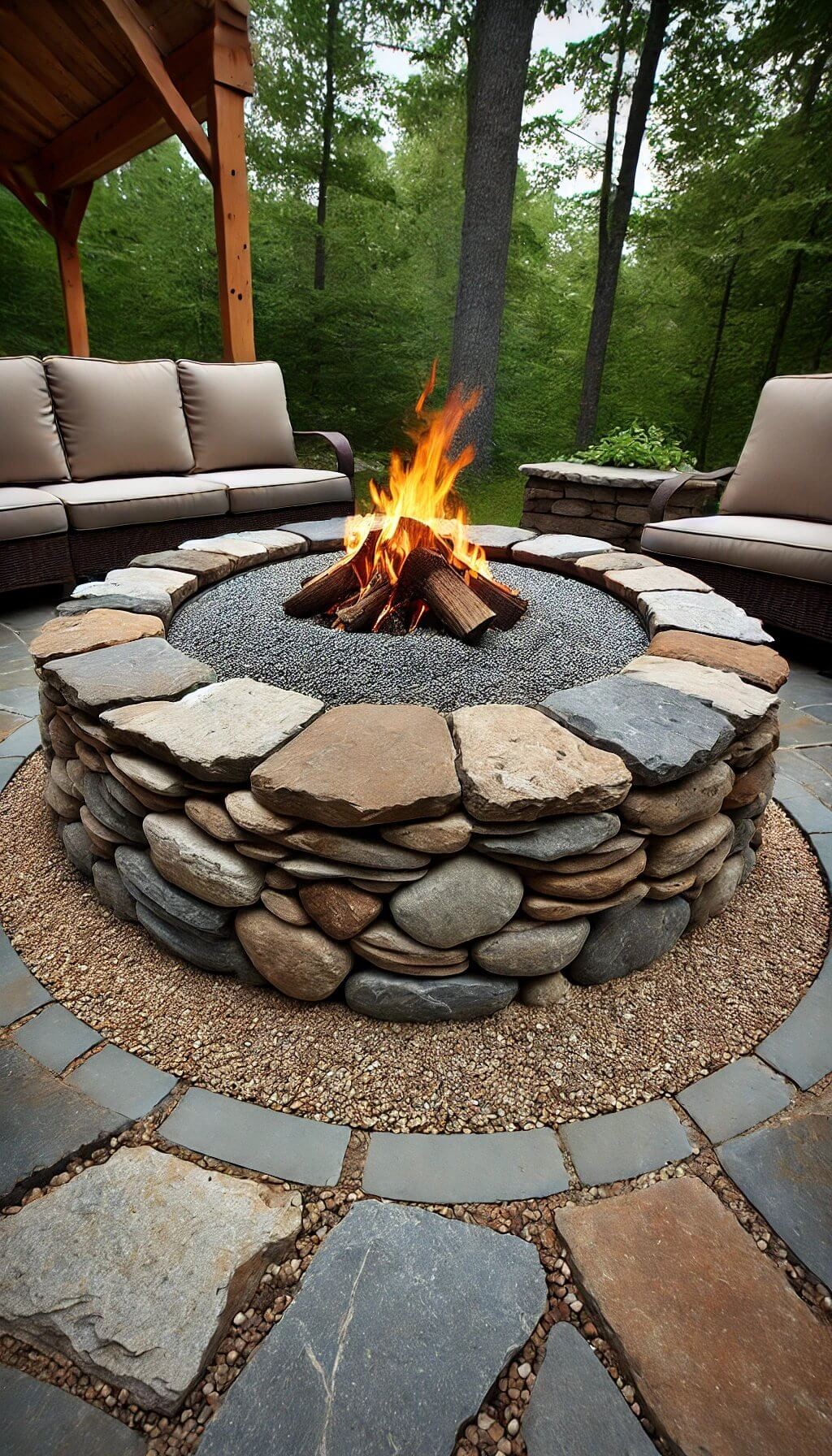 Fire Pit with Natural Stone Surround