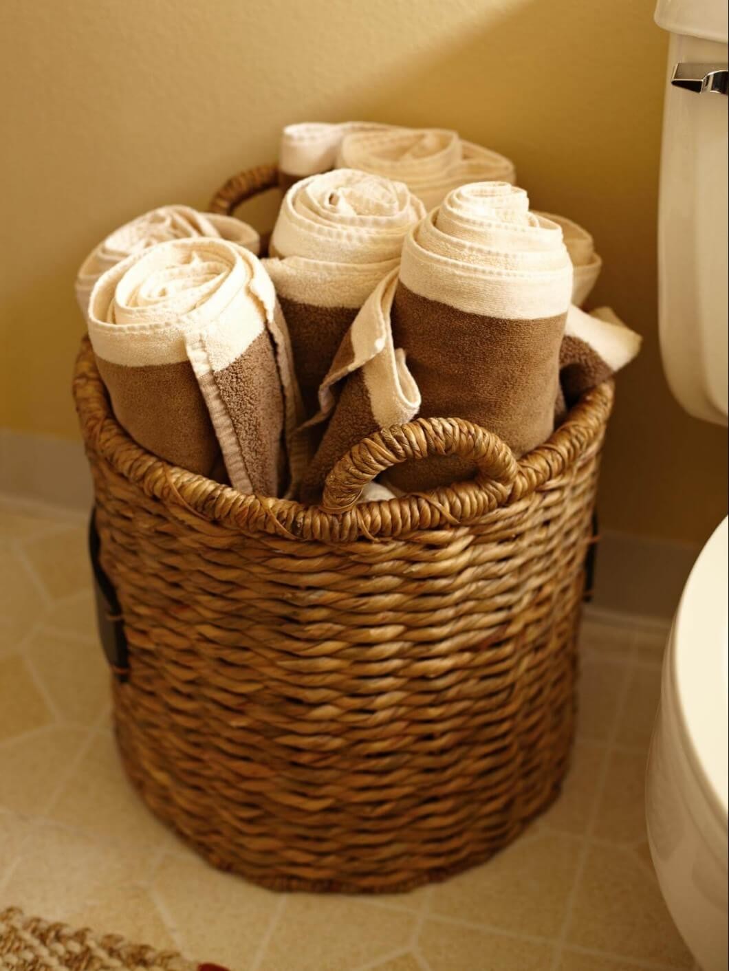 Woven towel basket